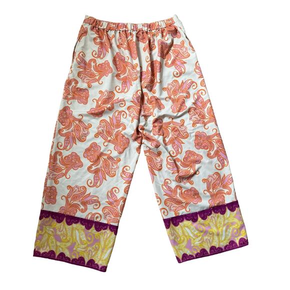 Eloquii Wide Leg Paisley Print Pants Orange Pink Women’s Size 16 - Picture 4 of 6